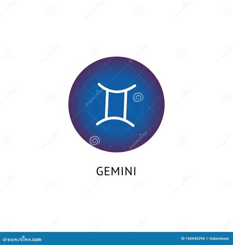 Gemini Zodiac Star Sign Blue Isolated Icon On White Background Stock