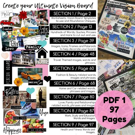 2024 Vision Board Kit Printable Templates