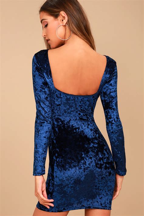 Sexy Navy Blue Dress Long Sleeve Dress Bodycon Dress