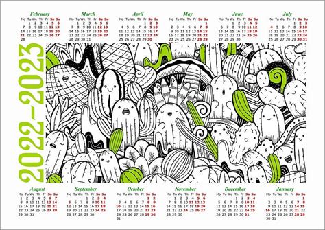 Printable Coloring Monthly Calendars