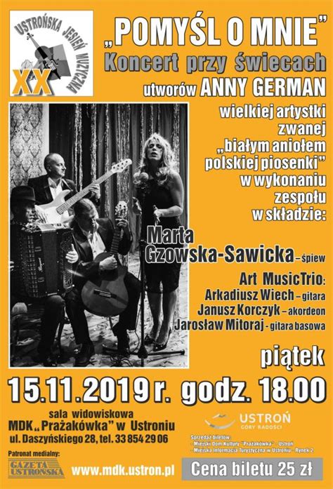 Pomyśl o mnie koncert piosenek Anny German Miejski Dom Kultury