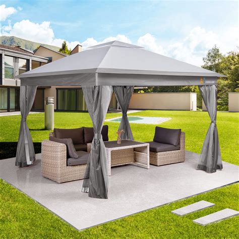 SESSLIFE Outdoor Canopy Gazebo, 11ft x 11ft Double Roof Outdoor Canopy ...