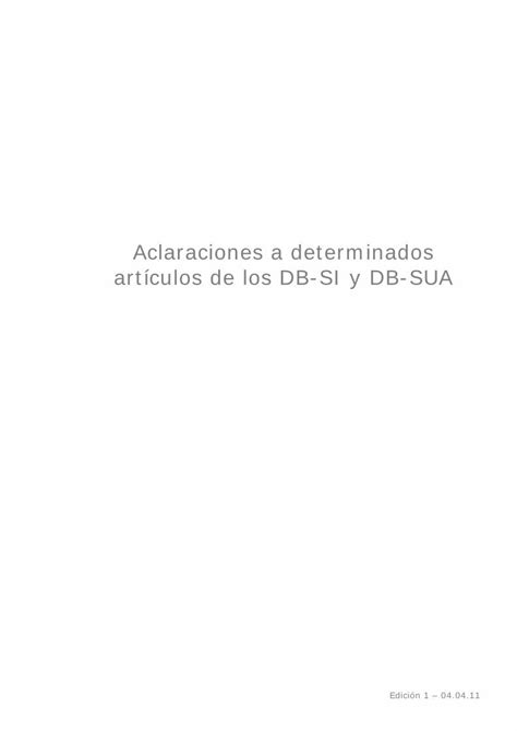 Pdf Aclaraciones A Determinados Artículos De Los Db Si Y Db Sua