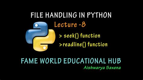 File Handling In Python Lecture 8 Seek Function Youtube