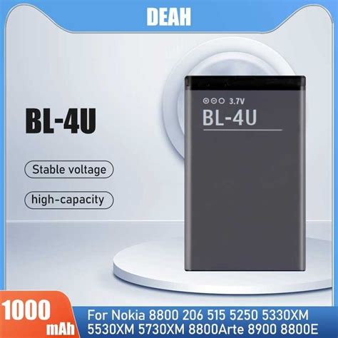 1Pcs Bl4u Bl-4U BL 4U 3.7V 1000Mah Li-Polymer แบตเตอรี่โทรศัพท์สำหรับ ...