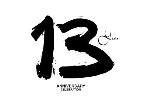 13 Years Anniversary Celebration Vector Template, 13 number logo design, 13th birthday, Black ...