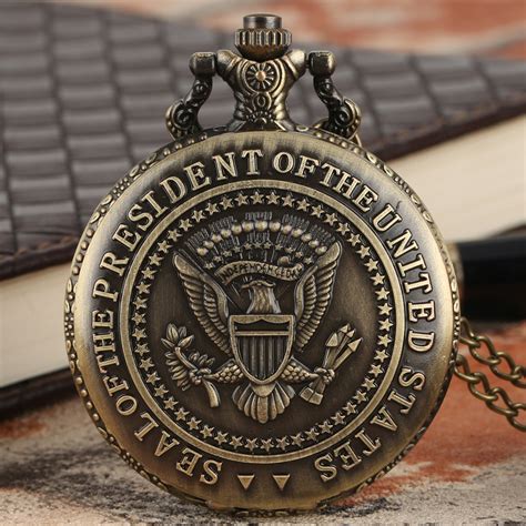 Donald Trump White House Seal Pocket Watch Us President Accessory