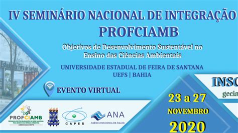 NOVA DATA PARA O IV SEMINÁRIO NACIONAL DE INTEGRAÇÃO DA REDE PROFCIAMB