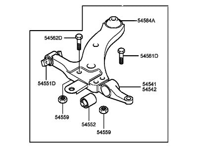 54501 38000 Genuine Hyundai Arm Complete Front Lower RH