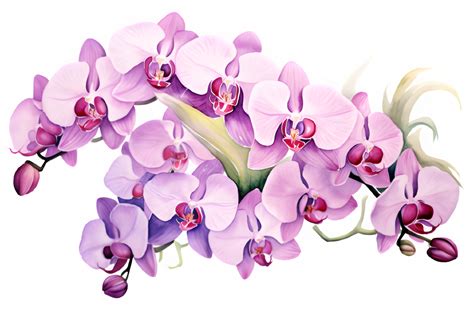 Watercolor Purple Orchids Clip Art Png Ai Generative Png