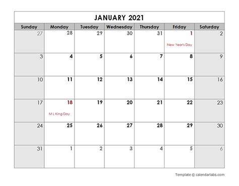 2021 monthly calendar with us holidays free printable templates ...