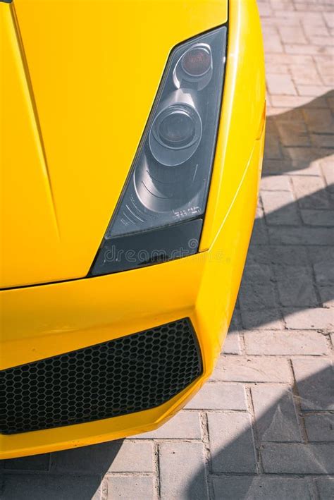 Top View of Yellow Lamborghini Gallardo with Headlights Stock Image ...