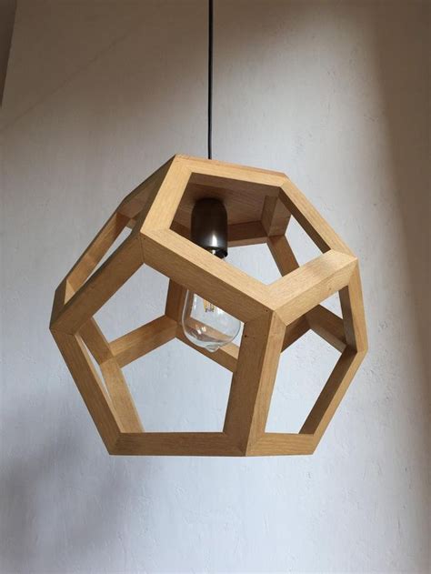 Geometric Wooden Dodecahedron Lamp Natural Wood Walnut Light Contemporary Sconce Handmade