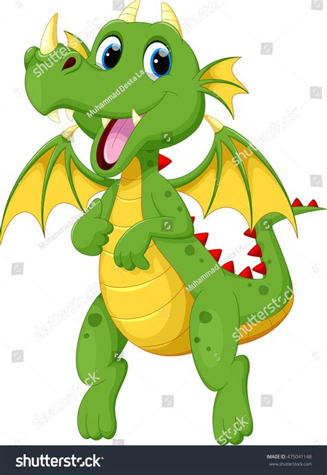 Cute Green Dragon Cartoon Stock Vector Royalty Free 475041148