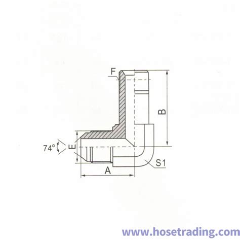 90 Elbow JIC Male 74 Cone Longer NPT Male