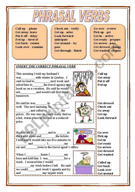 Worksheet On Phrasal Verbs