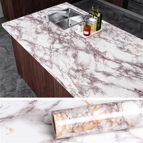 VEELIKE Sticky Back Plastic Roll Marble Wallpaper Vinyl Worktop