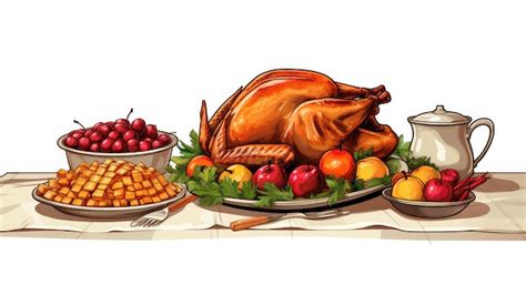 Premium Ai Image Thanksgiving Still Life With Turkey And Various Food