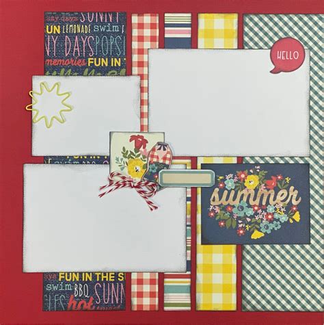 Hello Summer Have A Bright Sunshiney Day 2 Page Summer Scrapbooking Layout Kit Diy Or Premade