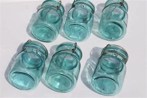 Antique Ball Mason Jar Storage Canisters Vintage Aqua Blue Ball Ideal