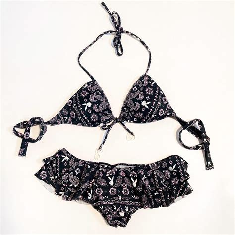 Y K Playboy Low Rise Bikini Set Super Rare Made Depop