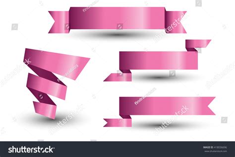 Pink Banner Ribbon Vector Set Stock Vector (Royalty Free) 418036696 ...