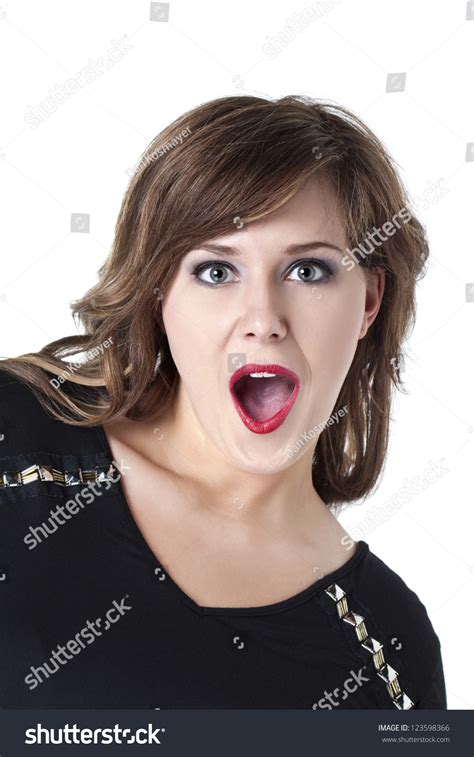 Beautiful Woman With Shocked Faced Isolated In A White Background Stock