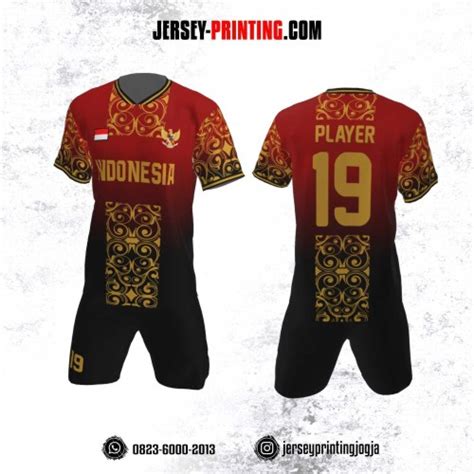 Jersey Futsal Batik Merah Hitam Emas Jersey Printing Bikin Jersey