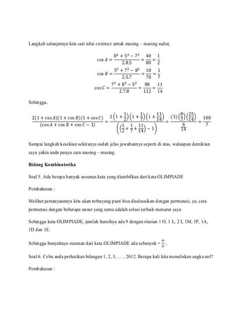 Soal Olimpiade Kombinatorika Sma Dan Pembahasannya Contoh Soal Soal Olimpiade Matematika Sma