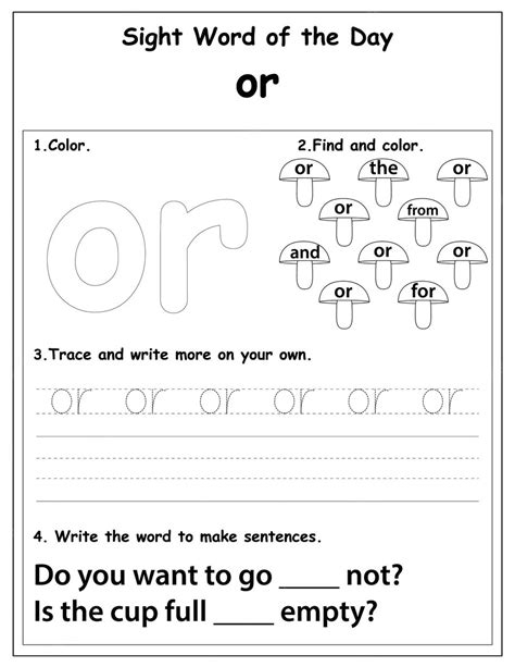 Premium Vector Sight Words Educational Worksheet For Preschool And