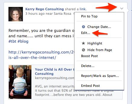 Go Ahead And Edit Posts On Facebook Kerry Rego Consulting