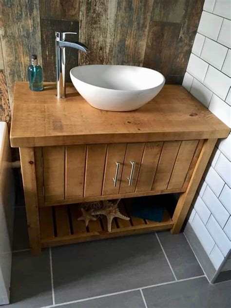 Rustic Chunky Solid Wood Bathroom Washstand Vanity Sink Unit Etsy UK