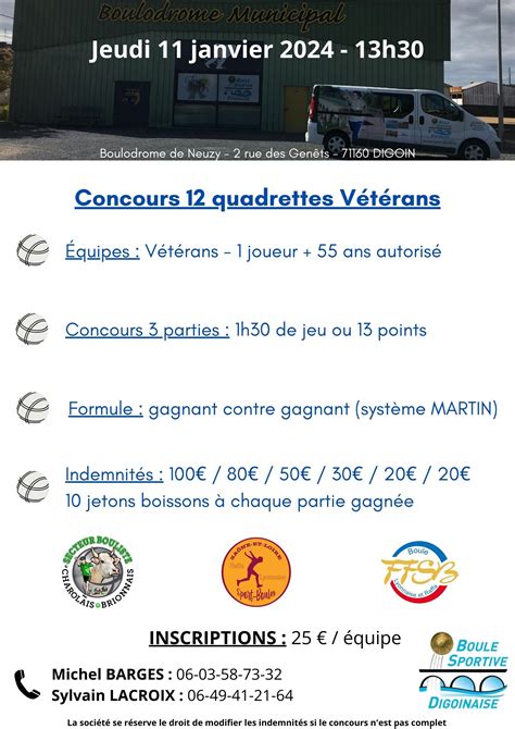 Concours Quadrettes V T Rans Boule Sportive Digoinaise