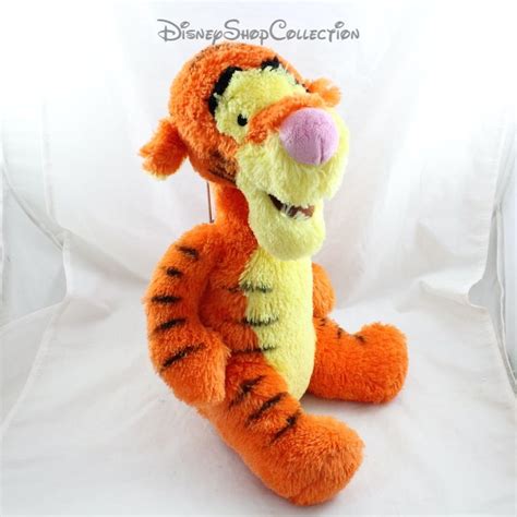 Peluche Tigrou DISNEYLAND PARIS Classique Orange Poils Longs Assis