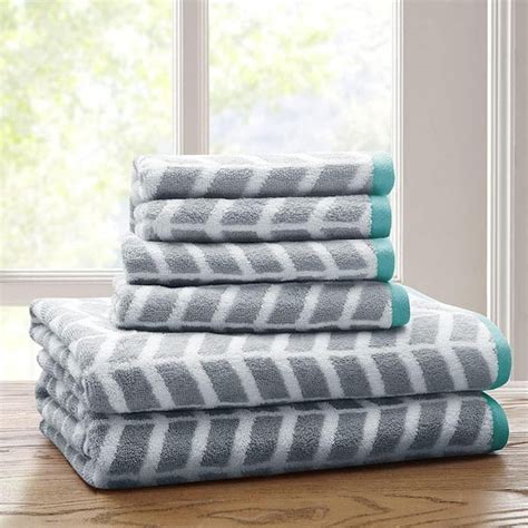 Intelligent Design Nadia 6 Piece Seafoam Jacquard Cotton Bath Towel Set