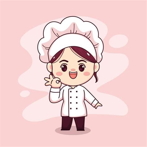 Cocinera Linda Y Kawaii Con Delicioso Letrero Dibujos Animados Manga