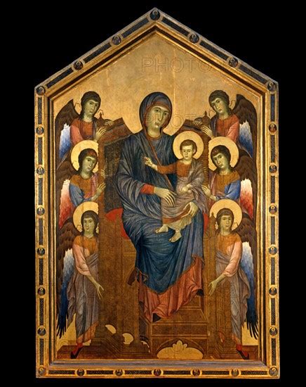 Cimabue La Vierge Et L Enfant En Majest Entour S De Six Anges Maest