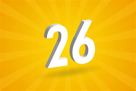 3D 26 number font alphabet. White 3D Number 26 with yellow background 13888561 Vector Art at ...