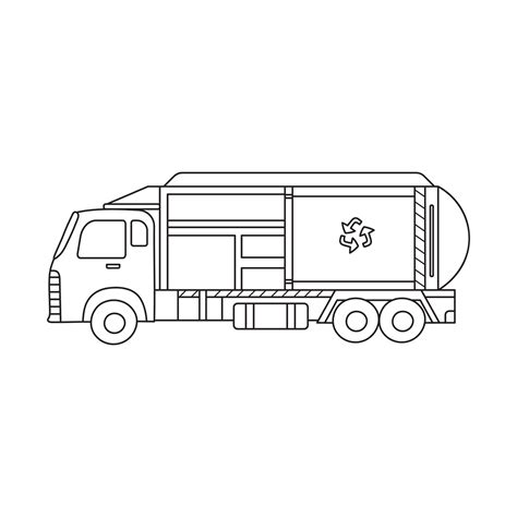 Hand drawn Kids drawing Cartoon Vector illustration garbage truck Isolated on White Background ...