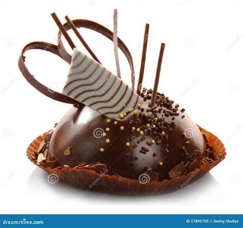 Delicious Chocolate Pastry With Decoration Isolated Stock Image Image