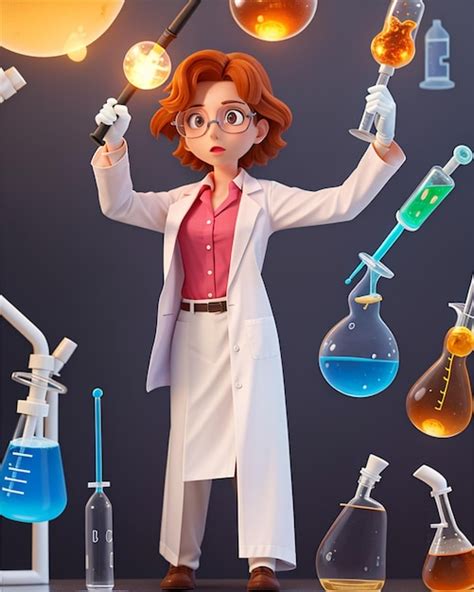 Premium AI Image | a female scientist with a lab coat and a white lab coat holding a test tube ...