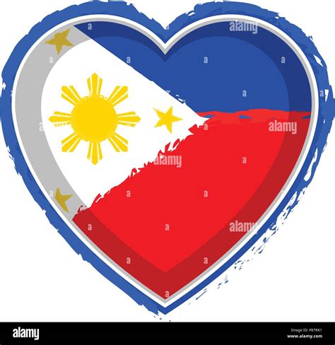 Heart Shaped Flag Of Philippines Vector Illustration Design Stock