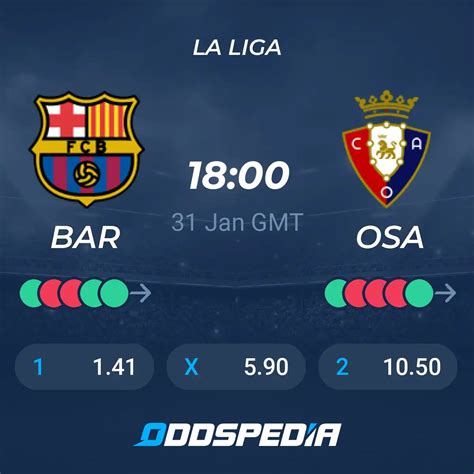 Barcelona x Osasuna Placar ao vivo Palpites Estatísticas Odds