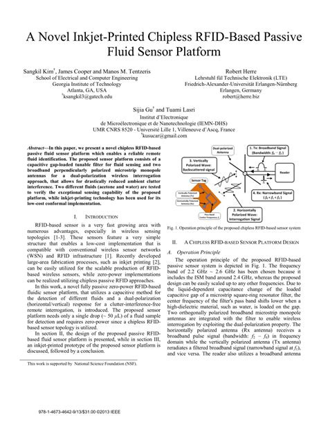 Pdf A Novel Inkjet Printed Chipless Rfid Based Passive Fluid Sensor