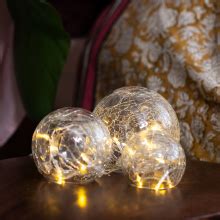 Gadgy Crackle Glass Ball Lights Set 3 Ø 8 10 12 cm Globes