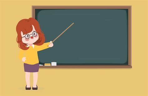 Free Vector | Hand drawn cartoon teacher teaching at blackboard in the classroom background.