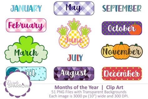 Monthly Clip Art 51 Png Files Worksheets Library