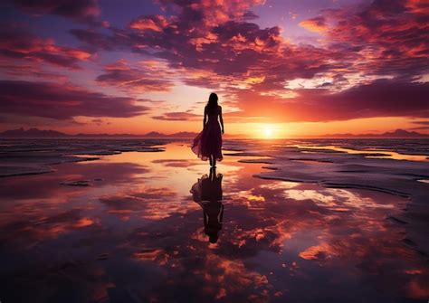 Premium AI Image | Beach Sunset Walk