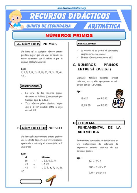 N Meros Primos Ejercicios Para Quinto De Secundaria N Meros Primos A