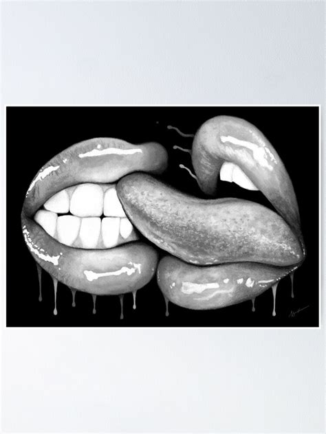 Licking Kiss B W Erotic Art Illustration Nude Sex Sexual Love Lovers Relationship Couple